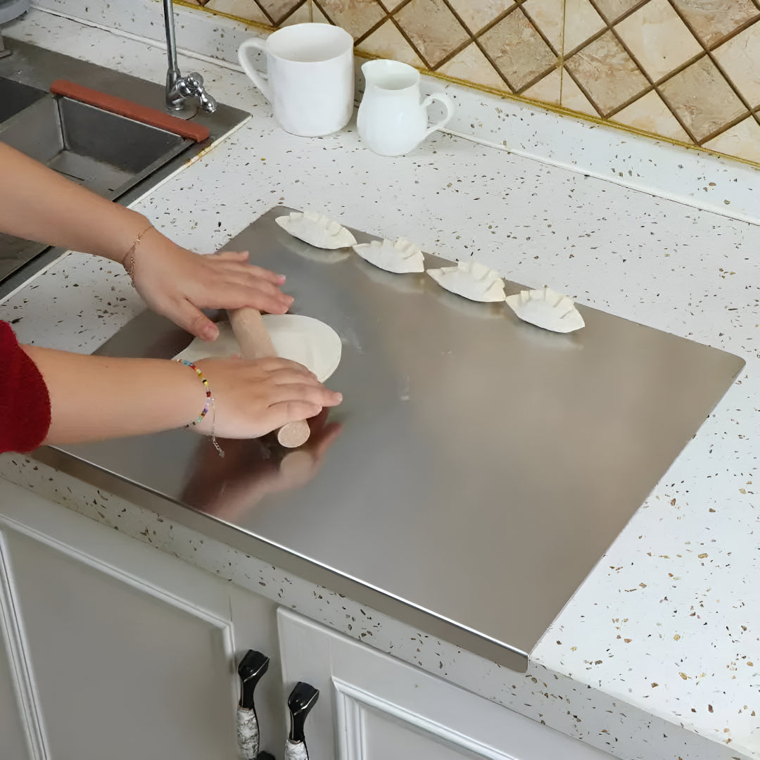 Stainless Steel Chopping Board With Spill Guard For Kitchen